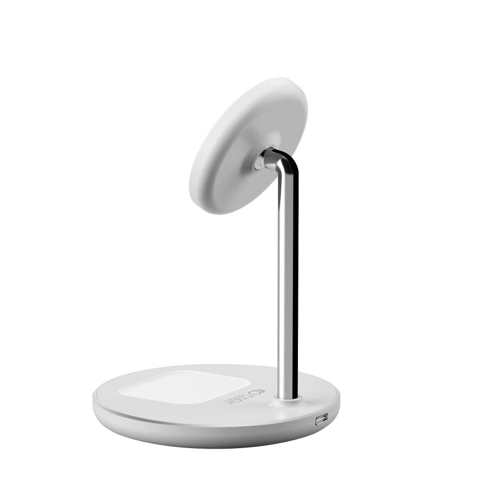 Tech-Protect QI15W-A21 inductive MagSafe 2в1 Безжично зарядно за Смартфон - Слушалки Бяло - Image 4