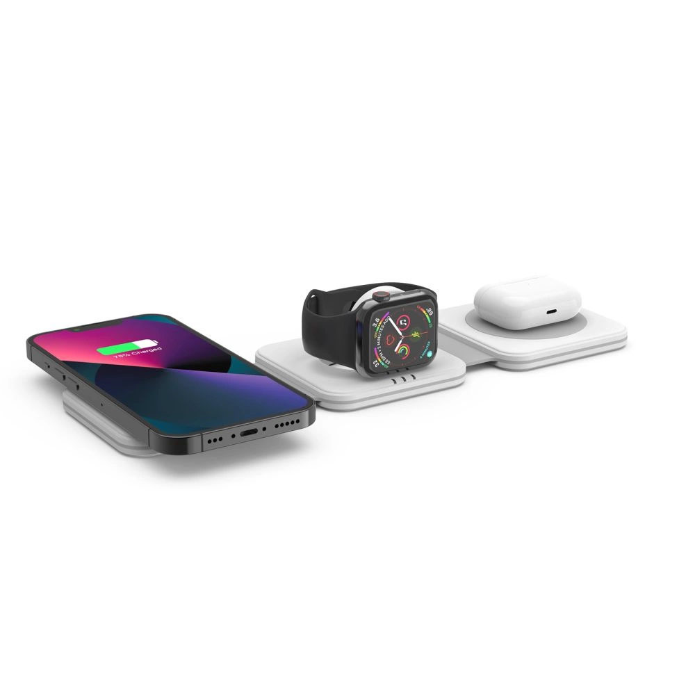 Tech-Protect QI15W-A24 MagSafe 3в1 Безжично зарядно за Смартфон – Слушалки – Часовник Бяло - Image 3