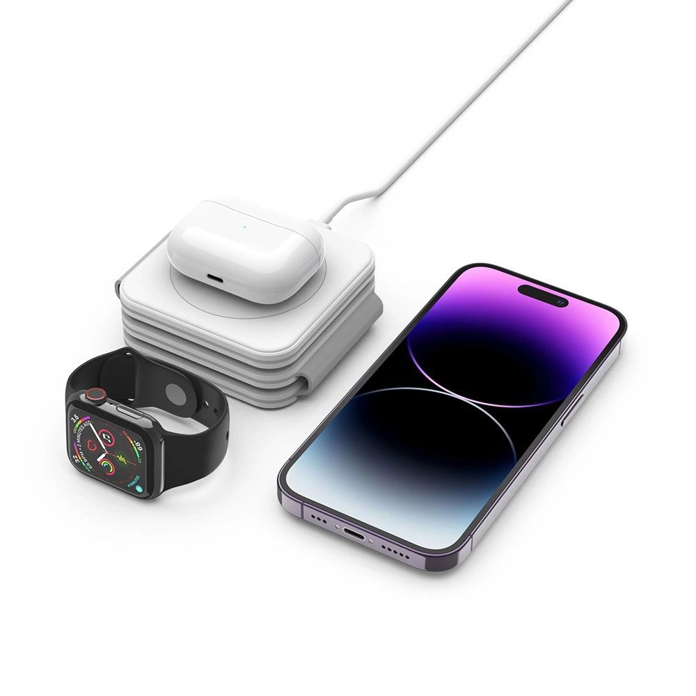 Tech-Protect QI15W-A24 MagSafe 3в1 Безжично зарядно за Смартфон – Слушалки – Часовник Бяло - Image 4
