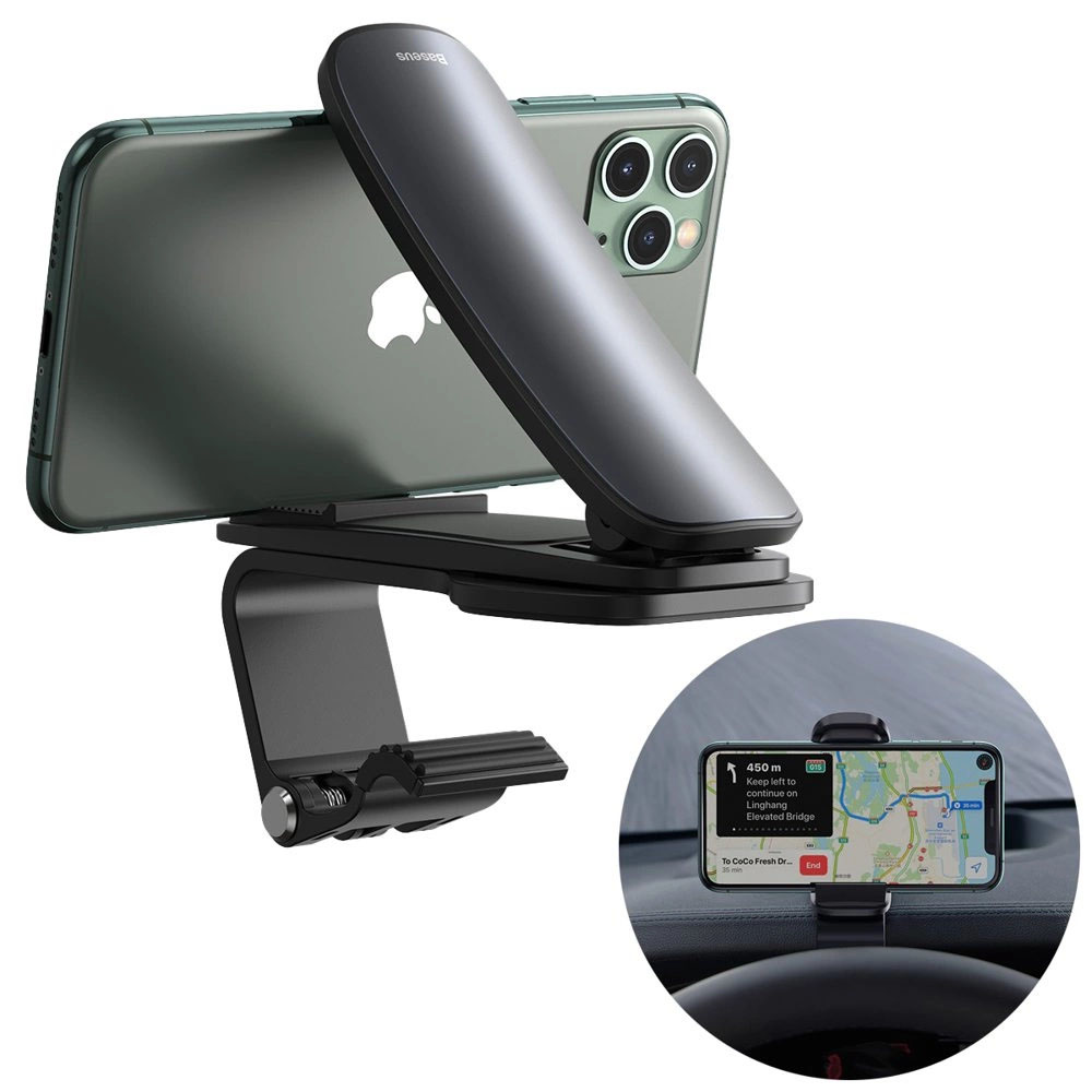 Автомобилна стойка за телефон Baseus Big Mouth Pro Car Holder Dashboard Clip Черна - Image 2