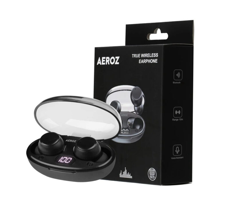 Безжични слушалки AEROZ - TWS-1010 BLACK True Wireless Earphones