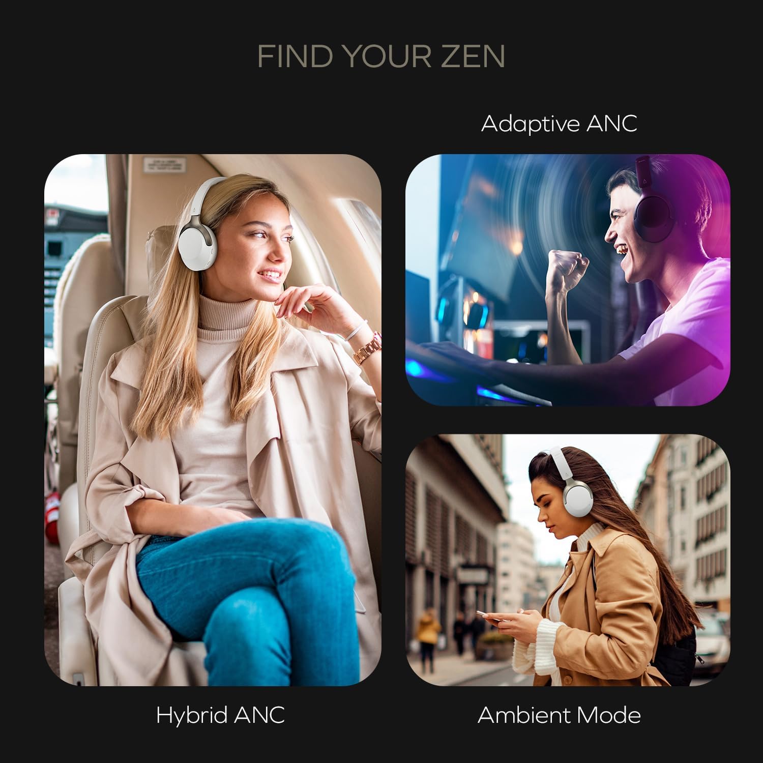 Безжични слушалки CREATIVE Zen Hybrid SXFI Wireless Over-Ear Headphones Light Grey - Image 3