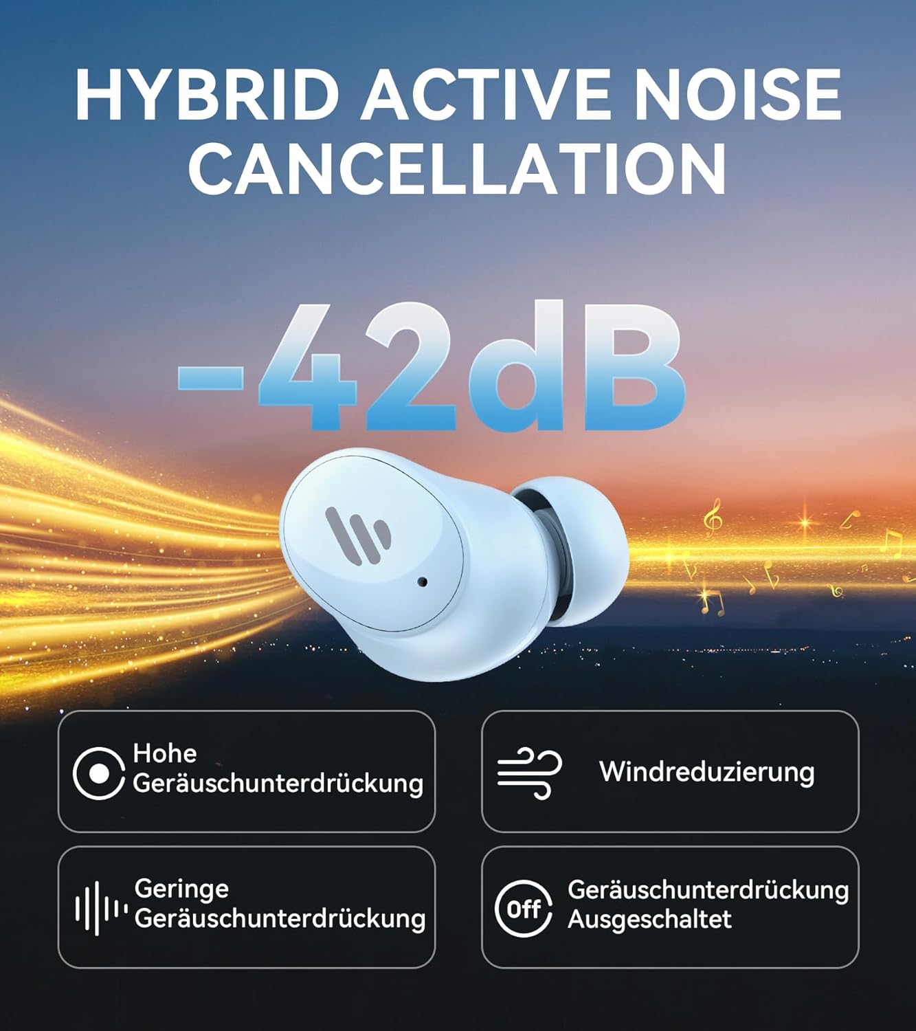 Безжични слушалки Edifier TWS1 Pro 2 Active Noise Cancelling In-Ear Headphones Blue - Image 2