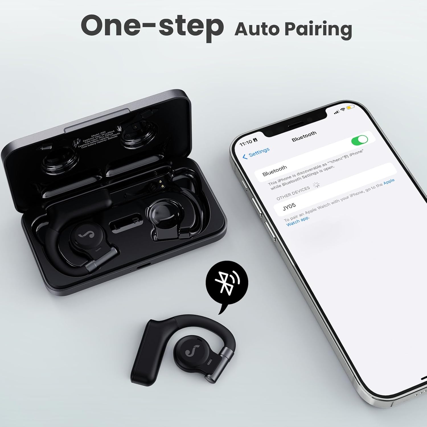 Безжични слушалки JAYINE JY05 Open Ear Wireless Headphones Black - Image 4