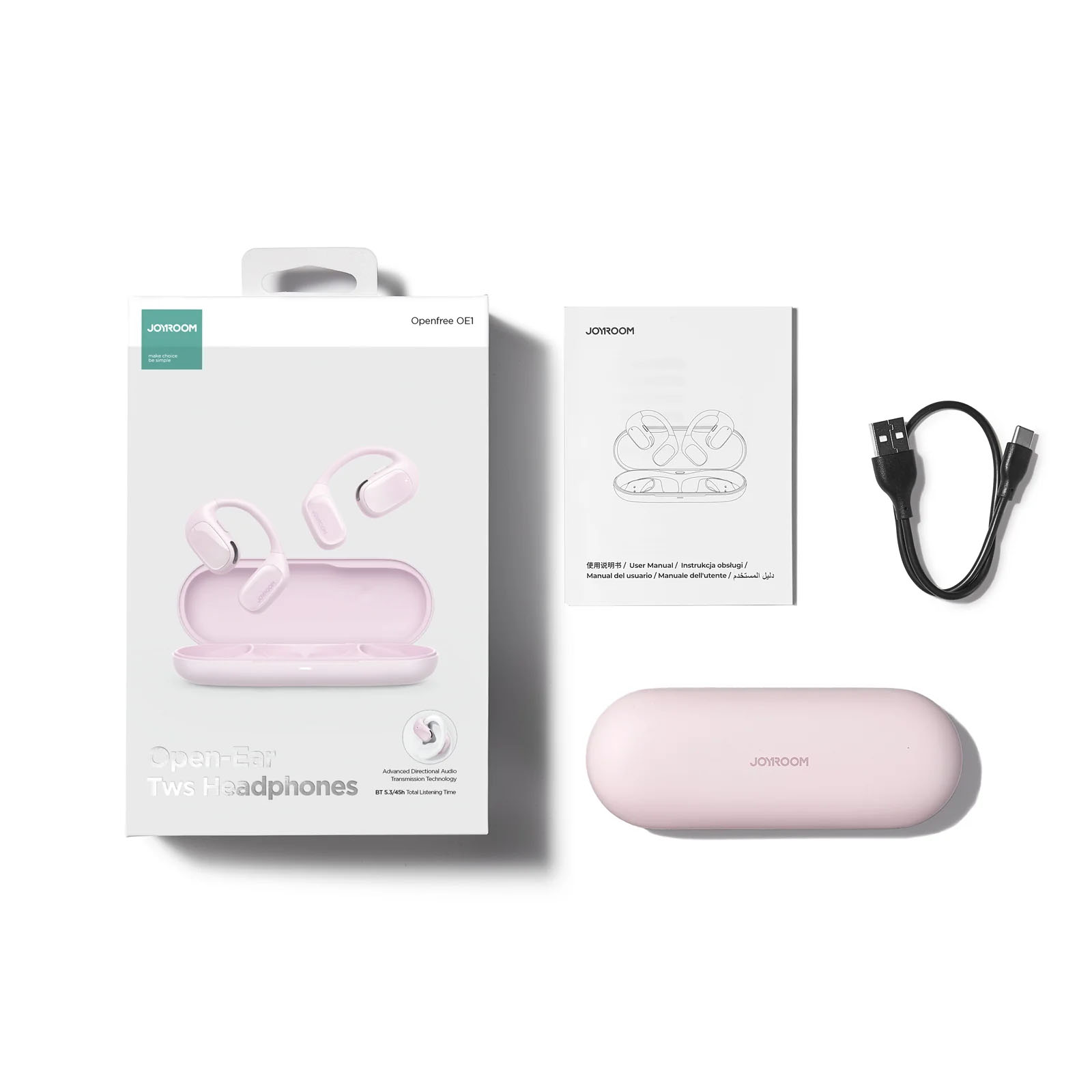 Безжични слушалки JOYROOM Openfree JR-OE1 True Wireless Earphones Pink
