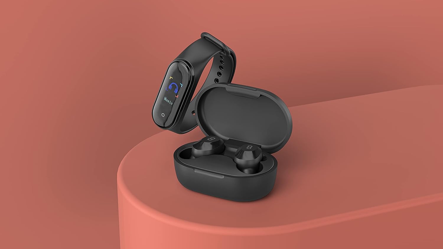 Безжични слушалки Ledwood Kepler Wireless Headphones + Activity Tracker Черни
