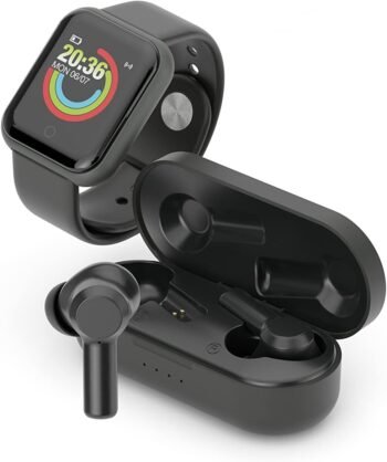 Безжични слушалки Ledwood Wireless Bluetooth Earphone + Urban Smart Watch – Touch Earphones Черни