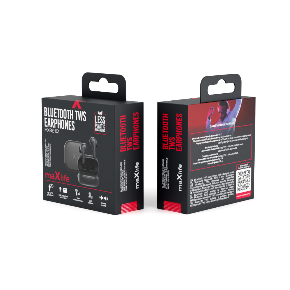 Безжични слушалки Maxlife TWS MXBE-02 True Wireless Earphones Черни - Image 5