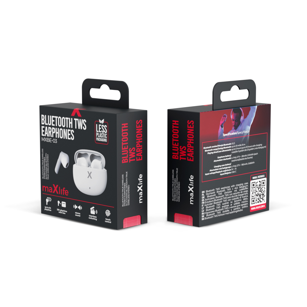 Безжични слушалки Maxlife TWS MXBE-03 True Wireless Earphones Бели - Image 5