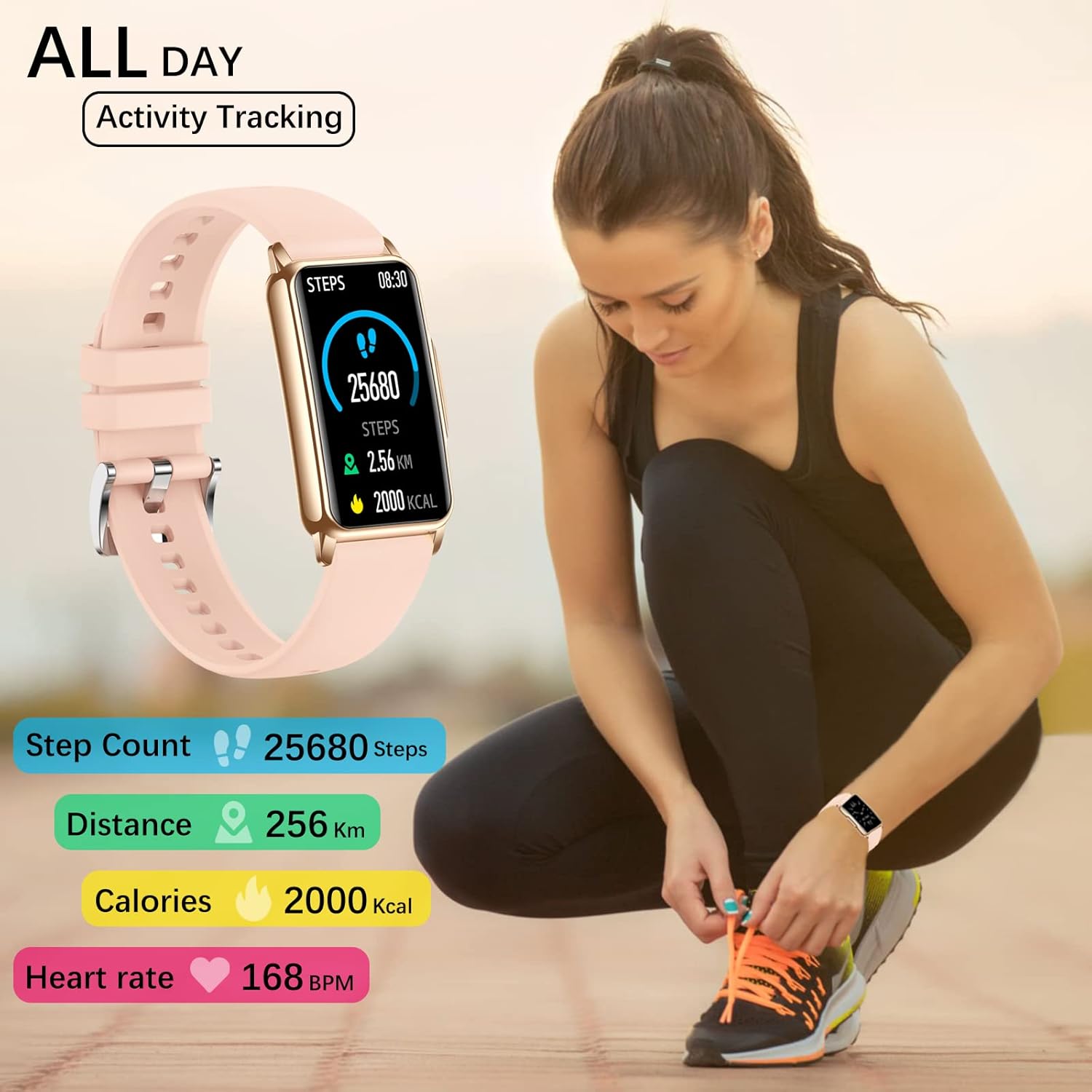 Дамски смарт часовник ECOSOON Women's Smart Watch 1.47 inch IP68 Pink