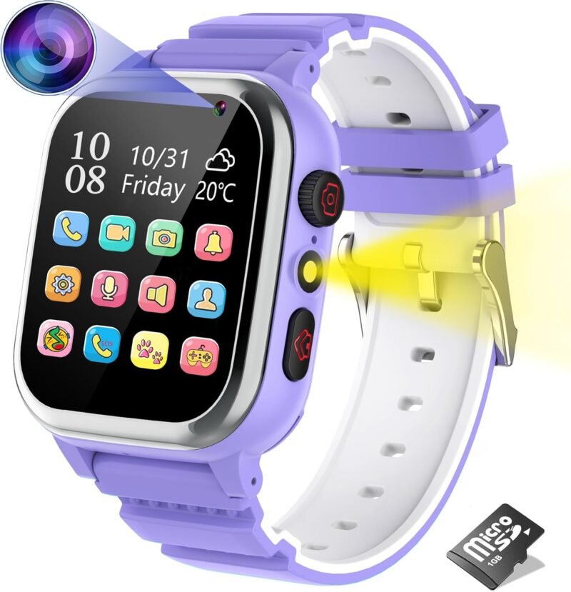 Детски смарт часовник Kesasohe Children's Smart Watch Phone SIM Card, Call SOS Purple