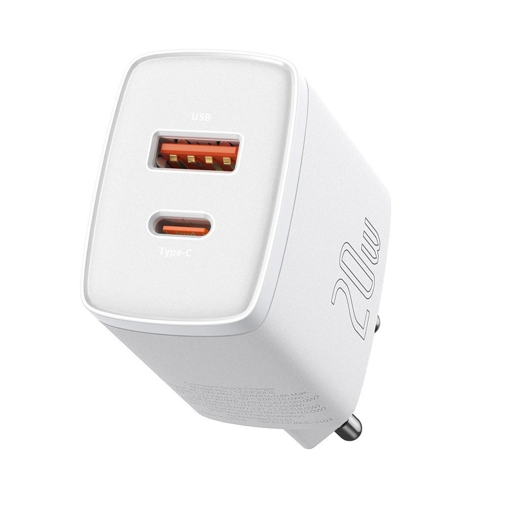 Зарядно за 220V Baseus Compact Fast Charger USB - USB Type C 20W 3A Бяло - Image 2