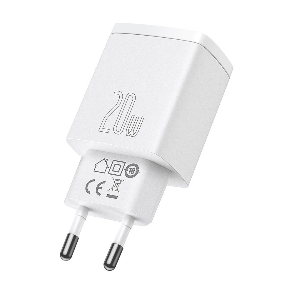 Зарядно за 220V Baseus Compact Fast Charger USB - USB Type C 20W 3A Бяло - Image 4