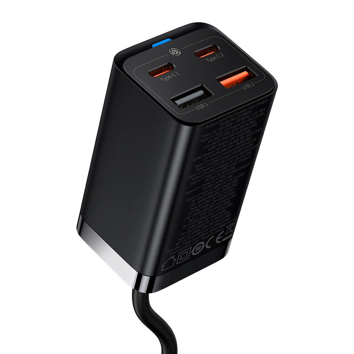 Зарядно за 220V Baseus GaN3 Pro Fast Charger GaN 2 x USB Type C 2 x USB 65W - Image 2