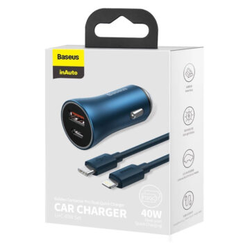 Зарядно за кола Baseus Golden Contactor Pro Fast Car Charger USB Type C - USB 40 W + USB Type C Кабел