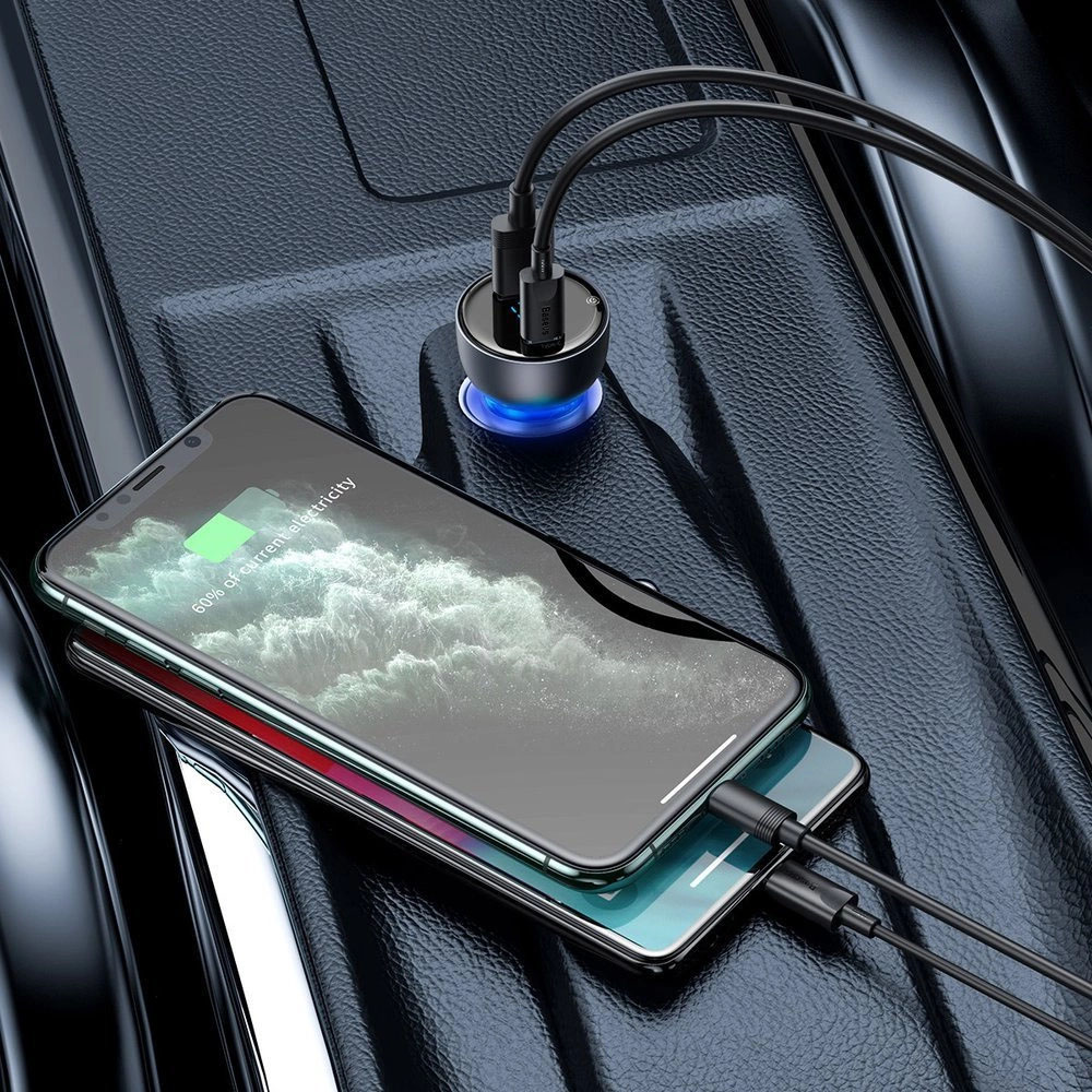 Зарядно за кола Baseus USB - USB Type C Car Charger 65 W 5 A SCP Quick Charge