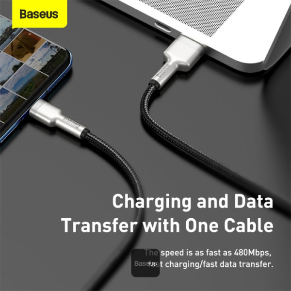 Кабел Baseus Cafule Metal PD USB-A - USB-C 1m 66W Черен