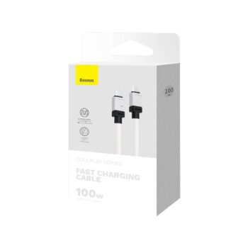 Кабел Baseus CoolPlay USB-C - USB-C 1m 100W Бял