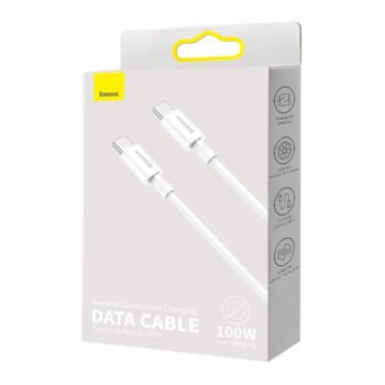 Кабел Baseus Superior cable USB-C - USB-C Fast Charging 100W 5A 20V 1m Бял