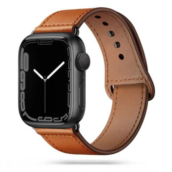 Каишка за смарт часовник Tech-Protect Leatherfit Apple Watch SE 4-9 Ultra 1 - 2 Brown