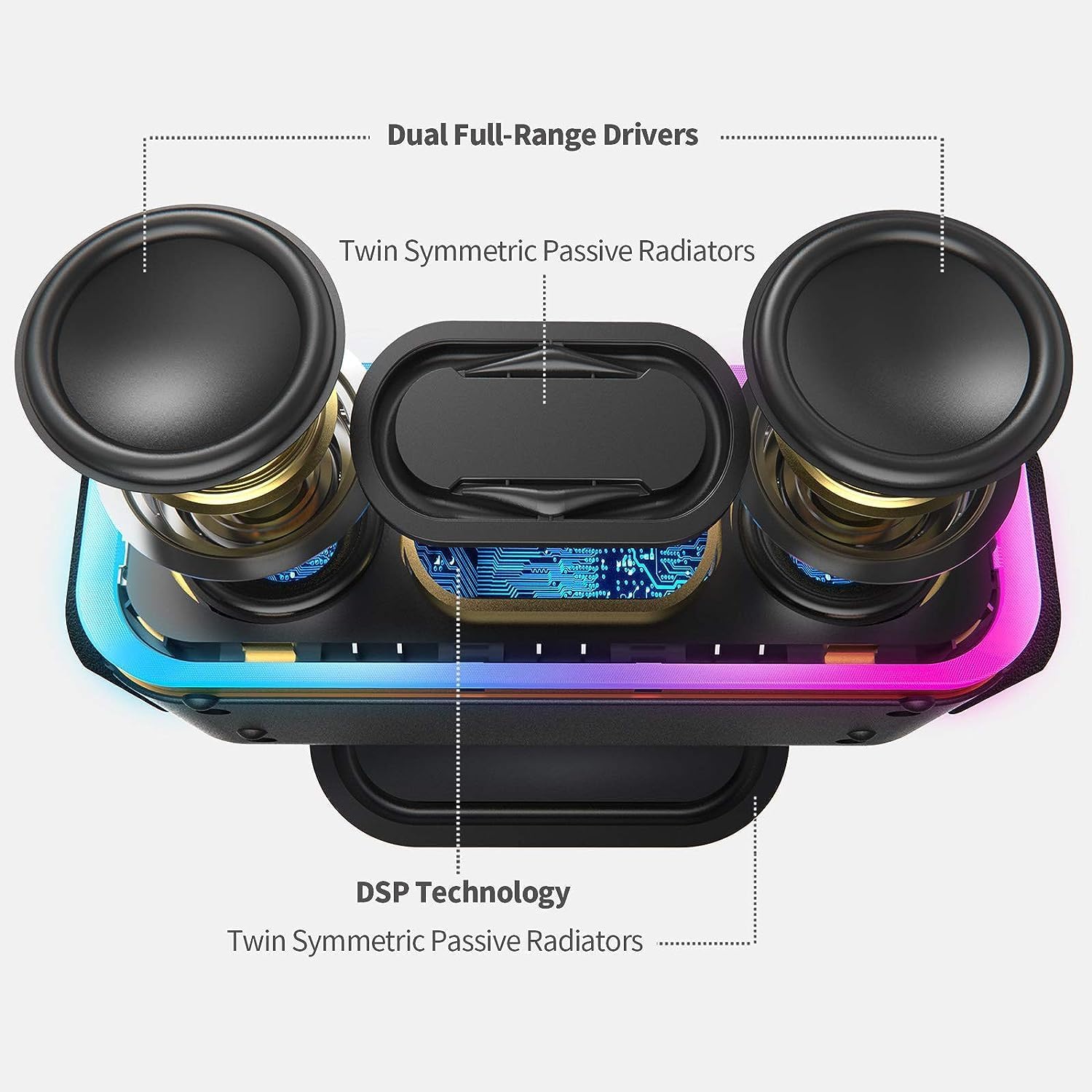 Преносима тонколона DOSS SoundBox Pro+ Bluetooth Speaker IPX6 24W Dual Bass Blue - Image 2