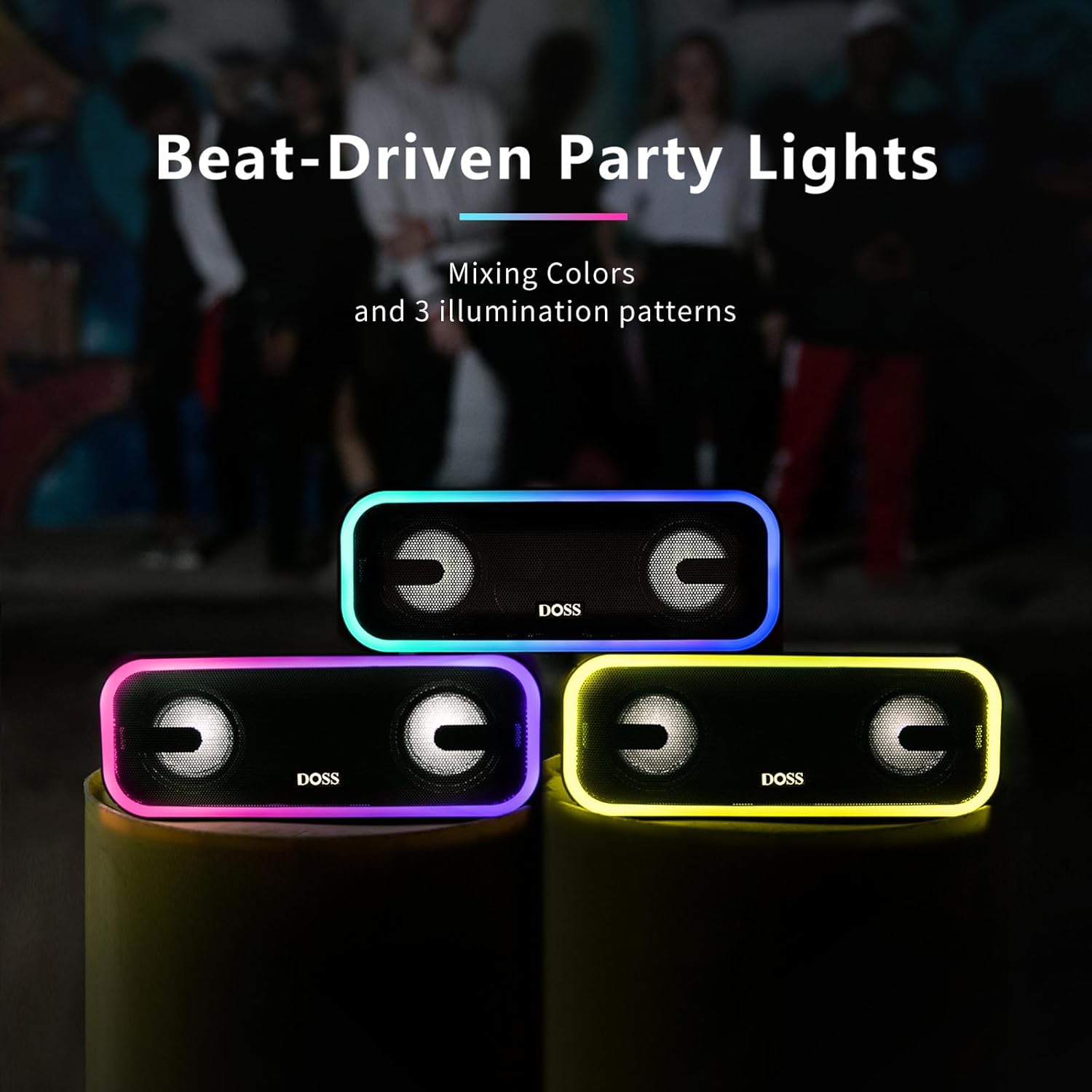 Преносима тонколона DOSS SoundBox Pro+ Bluetooth Speaker IPX6 24W Dual Bass Blue - Image 4