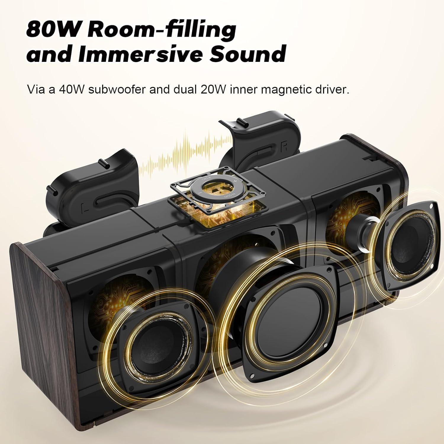 Преносима тонколона DOSS SoundBox XL Ultra Bluetooth Speaker Music Box 2.1 Channel 80W Grey - Image 2