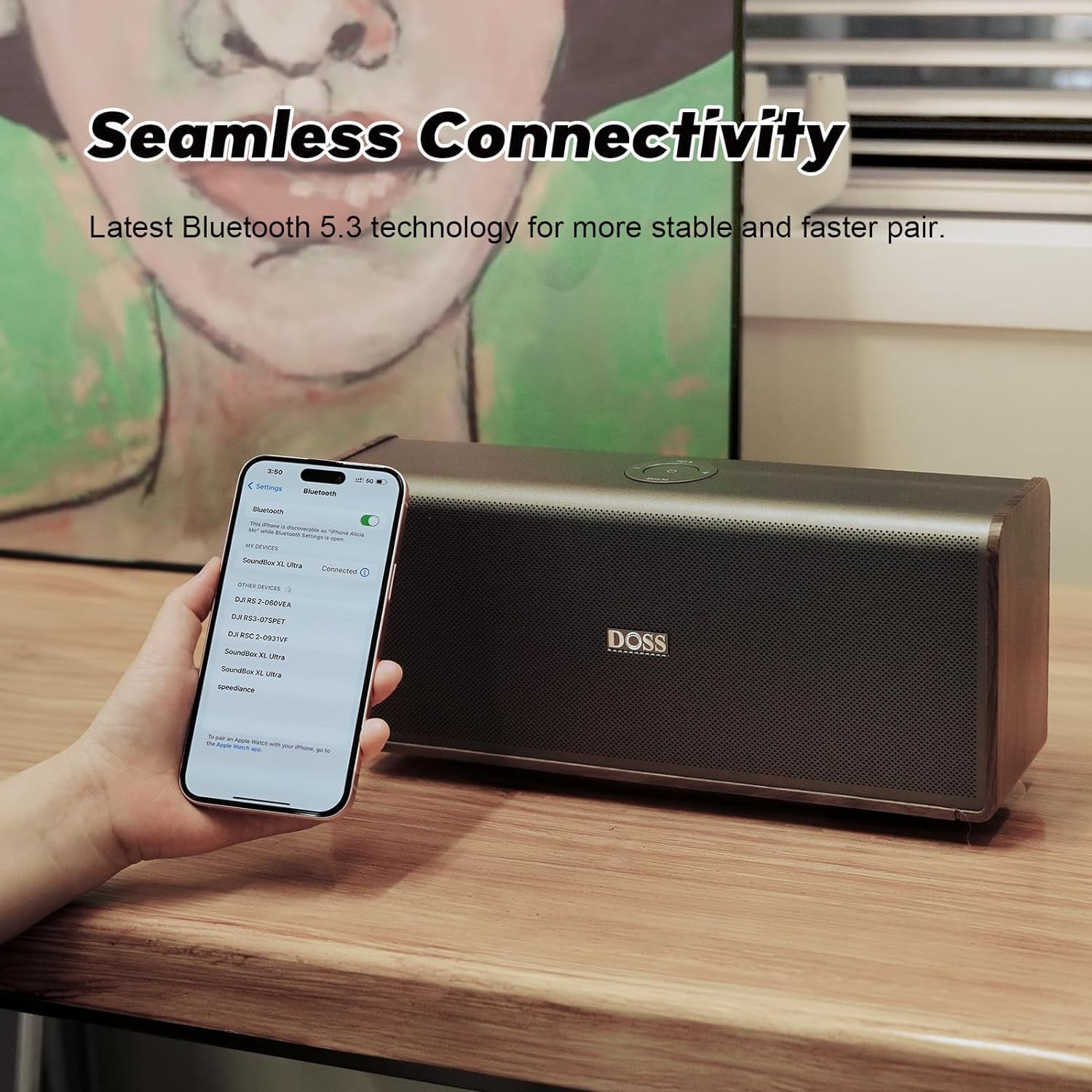 Преносима тонколона DOSS SoundBox XL Ultra Bluetooth Speaker Music Box 2.1 Channel 80W Grey - Image 4