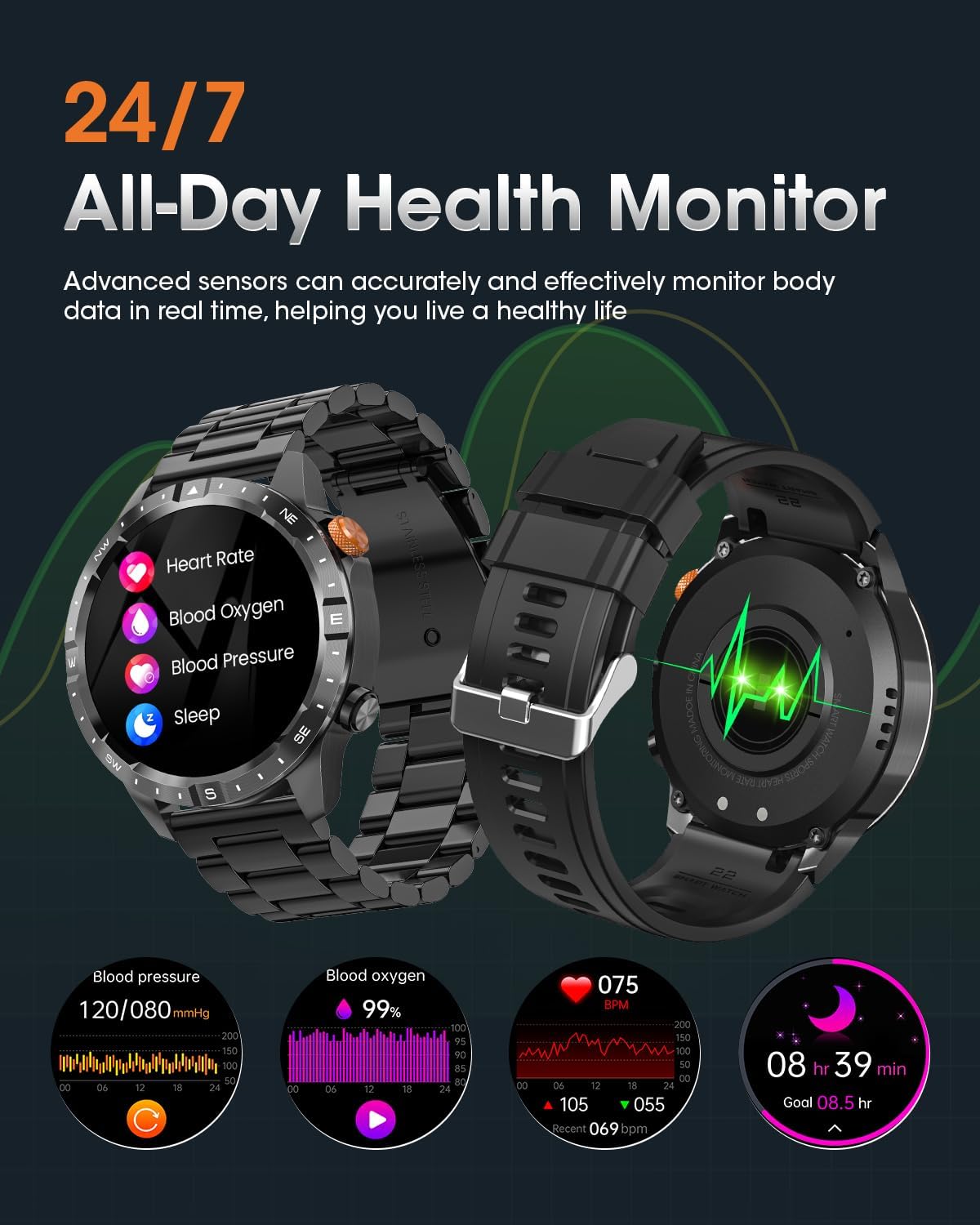 Смарт часовник DEKELIFE Men’s Smart Watch 1,43 AMOLED Phone Function Black