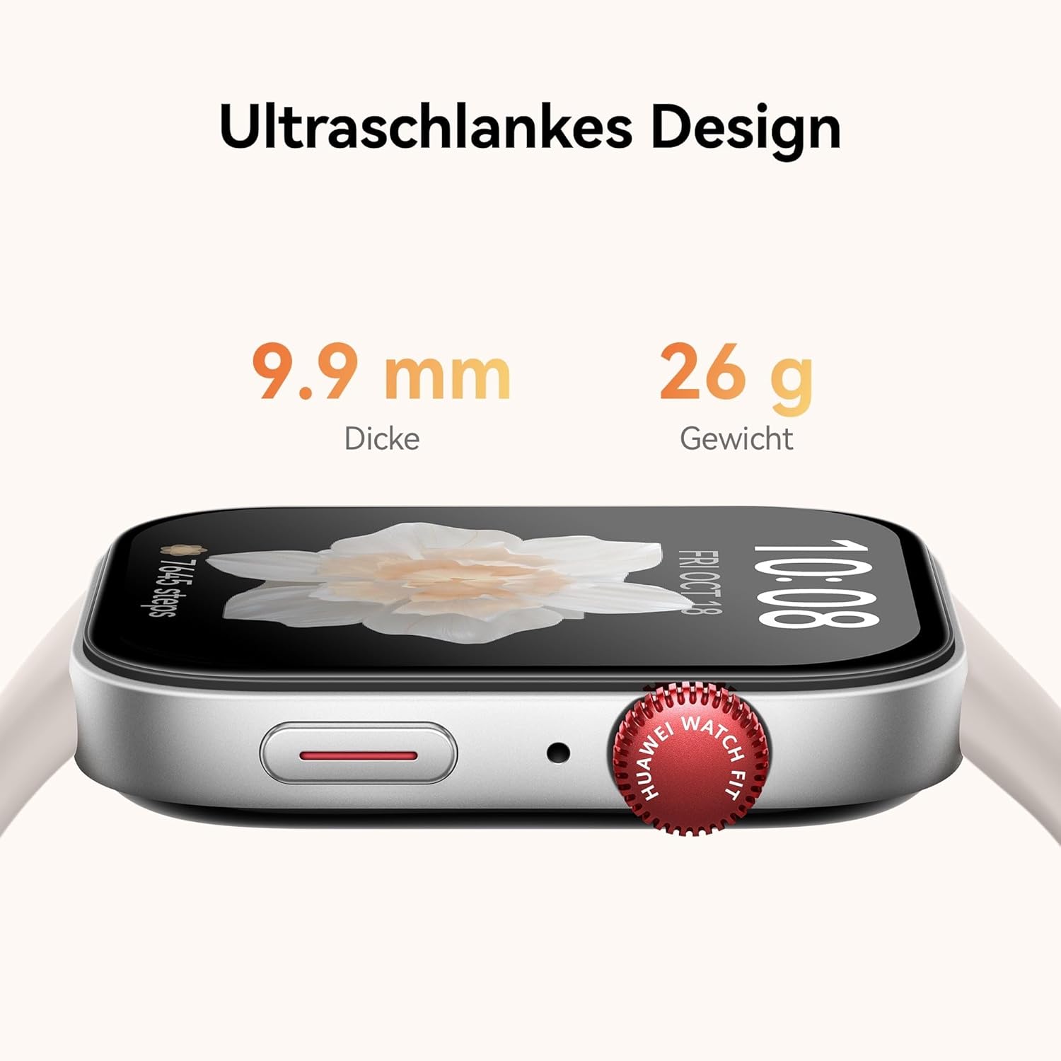 Смарт часовник HUAWEI Watch FIT 3 1,82 inch AMOLED Display Gold & White Leather - Image 2