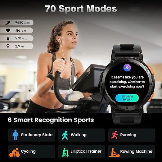Смарт часовник KOSPET TANK T2 Men's Smart Watch 1.43 AMOLED Phone Function Black - Image 4