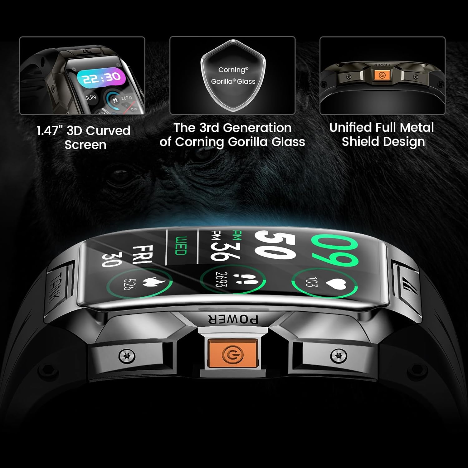 Смарт часовник KOSPET X1 Men’s Smart Watch 1.43 AMOLED Silver - Image 3