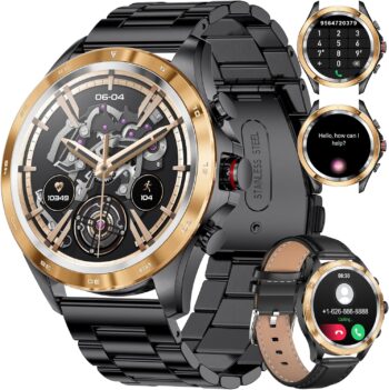 Смарт часовник LIGE Men’s Smart Watch 1,3 Phone Function Gold & Black