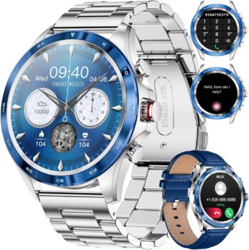Смарт часовник LIGE Men’s Smart Watch 1,3 Phone Function Silver Blue