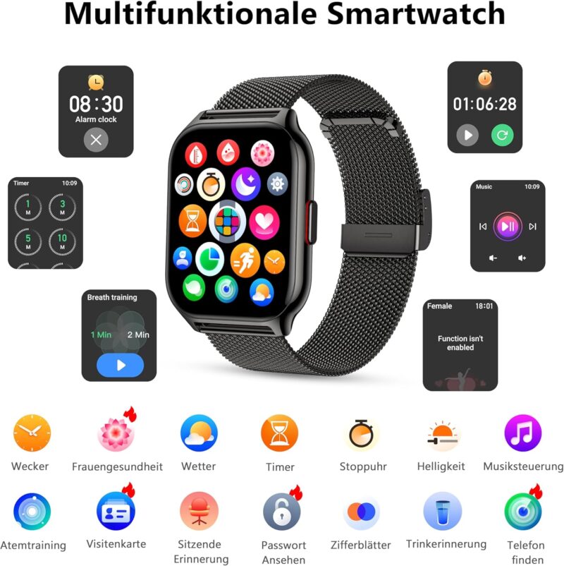 Смарт часовник Narcid Smart Watch 2 Inch IP68 Black 4