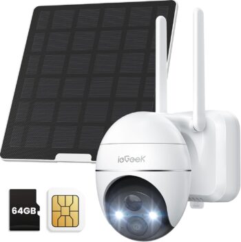 4G Камера за наблюдение ieGeek 3G-4G LTE Outdoor Solar Surveillance Camera 64G Memory Card