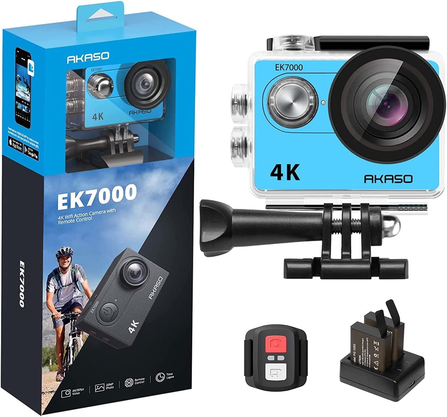 Екшън камера AKASO EK7000 Action Camera WiFi 4K Blue
