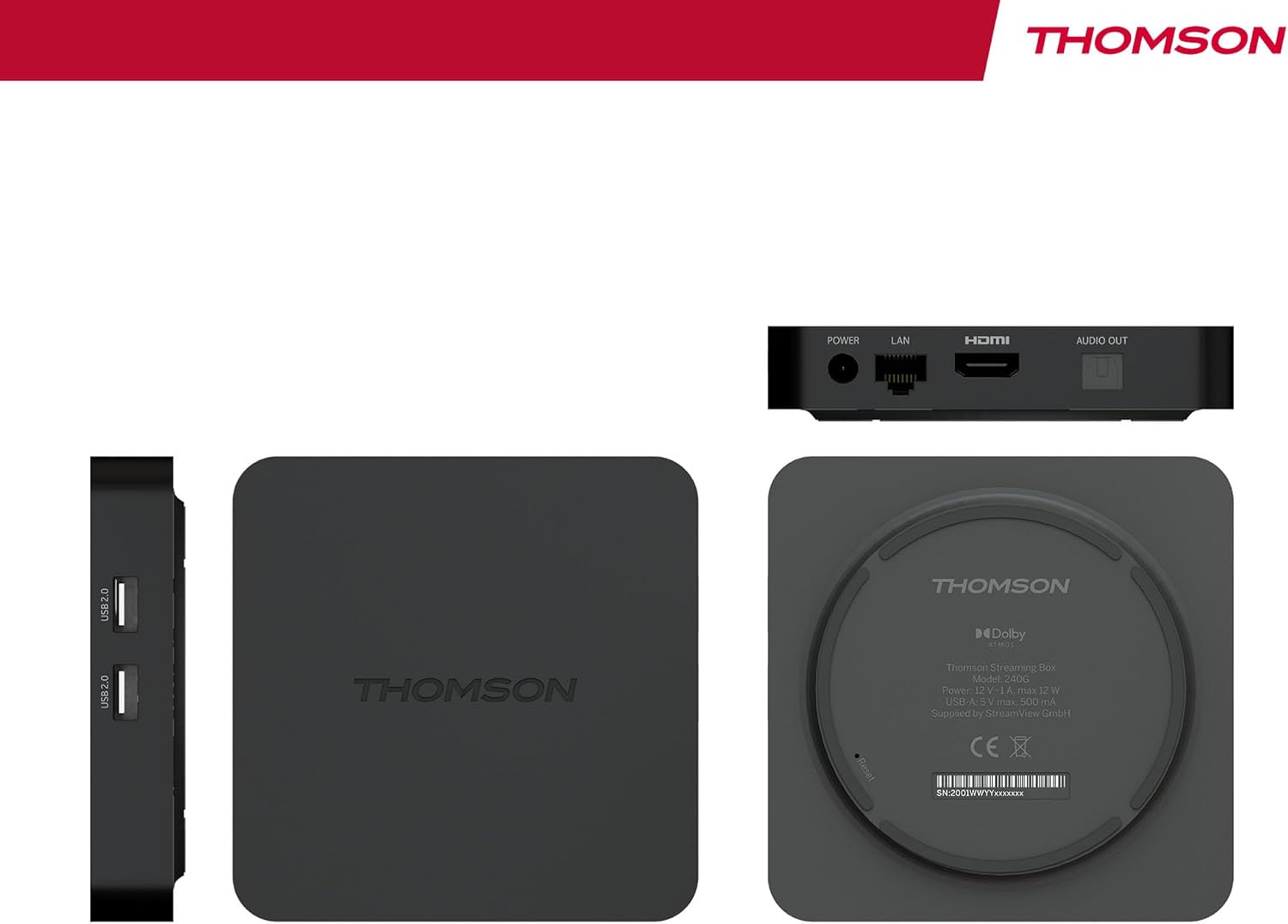 Thomson Streaming Box 240 4K UHD Google TV WiFi Googlecast Integrated ...