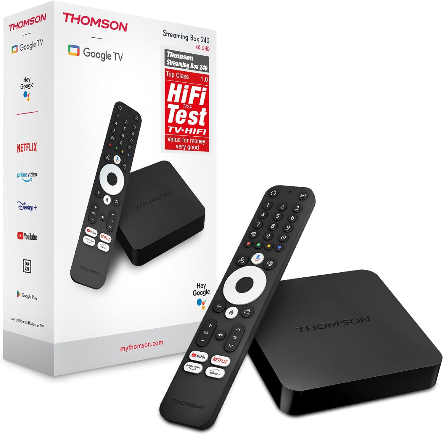 Thomson Streaming Box 240 4K UHD Google TV WiFi Googlecast Integrated Мултимедиен плеър
