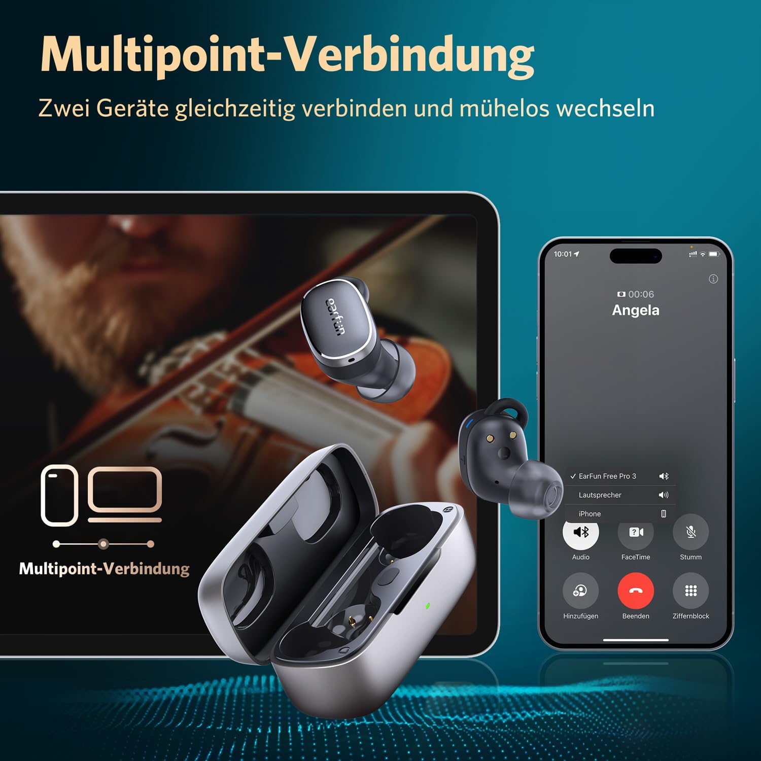 Безжични слушалки EarFun Free Pro 3 True Wireless Earphones Black - Image 7