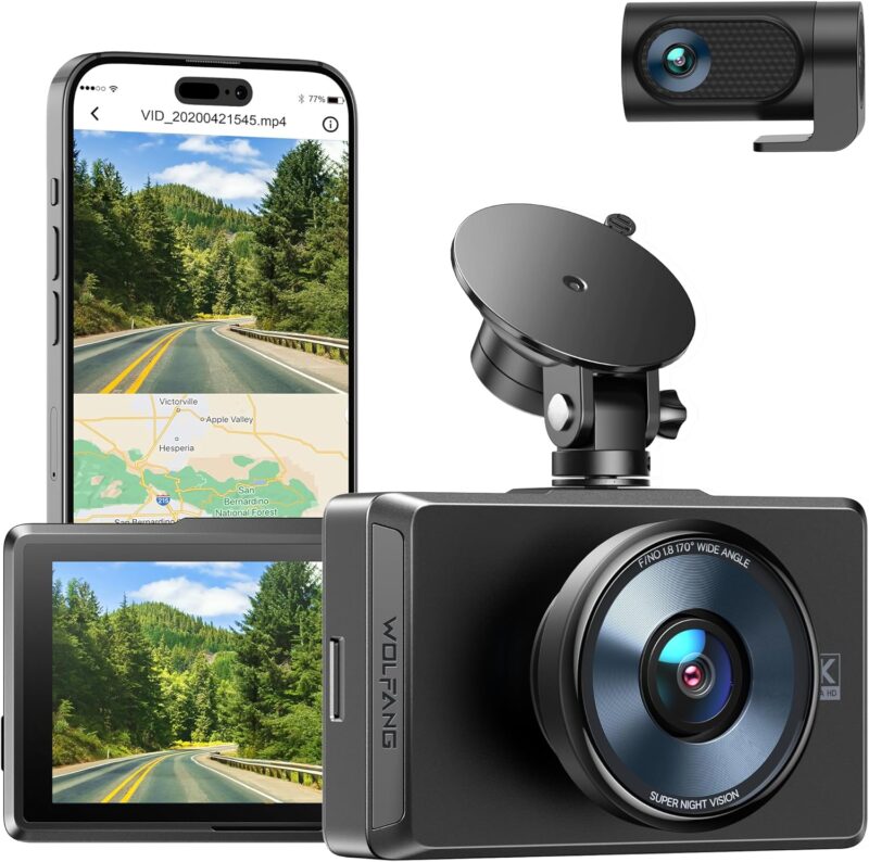 Видеорегистратор WOLFANG WD01 Dash Cam Dual Car Front Rear 4K 2.5K