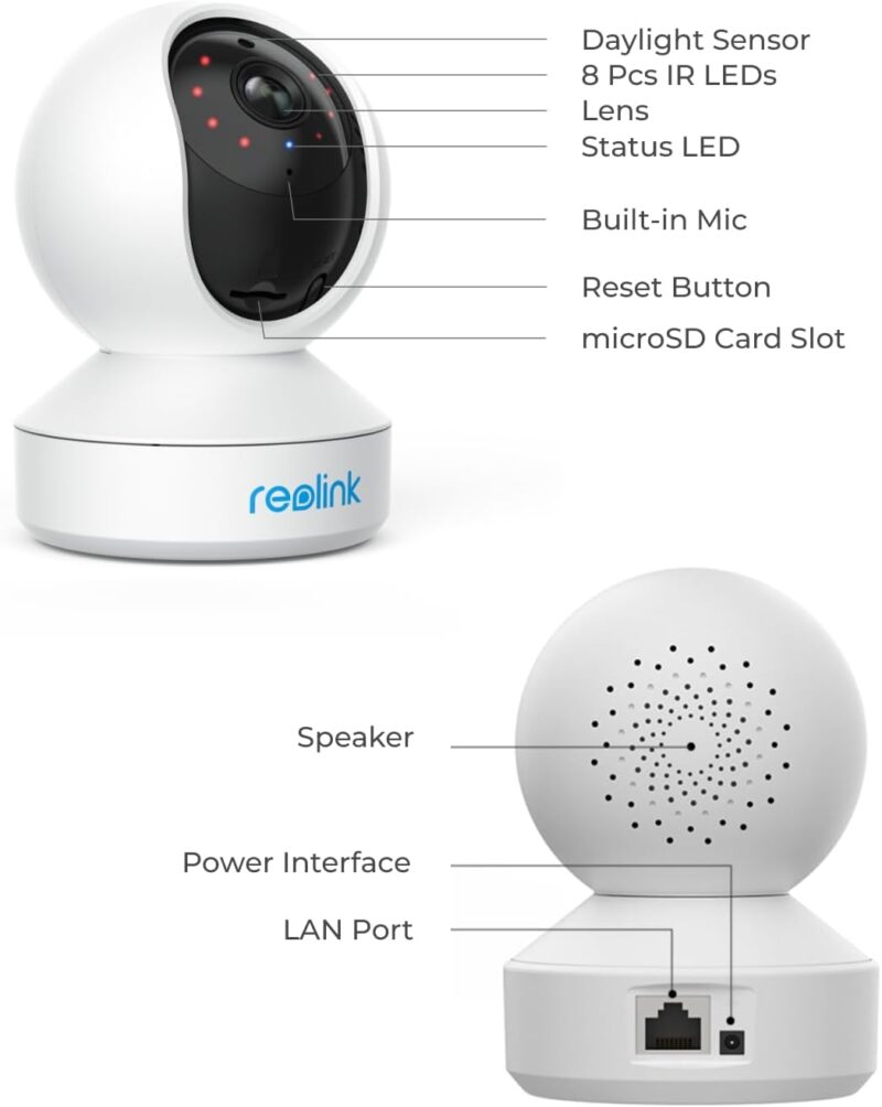 Вътрешна камера за наблюдение Reolink E1 Pro 4MP WiFi Indoor Security Camera WiFi Black 6
