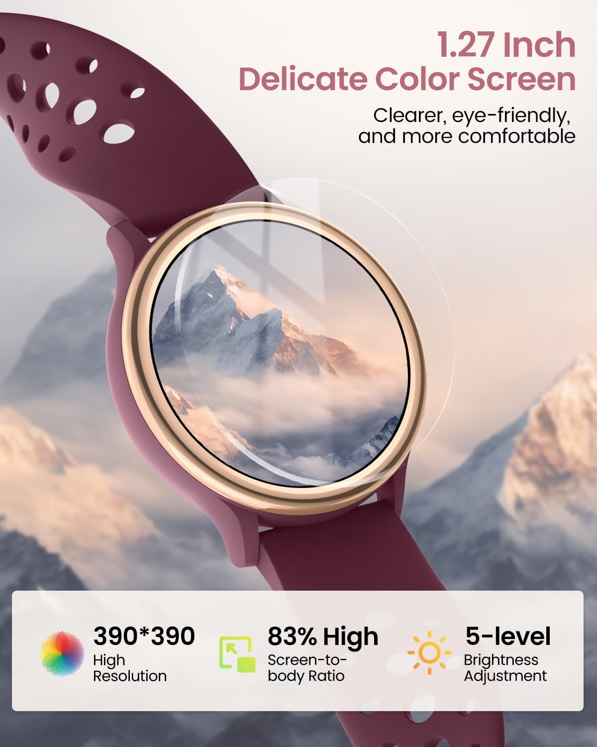 Дамски смарт часовник AIMIUVEI Women's Smart Watch 1.27 Inch Phone Function Burgundy Red - Image 4