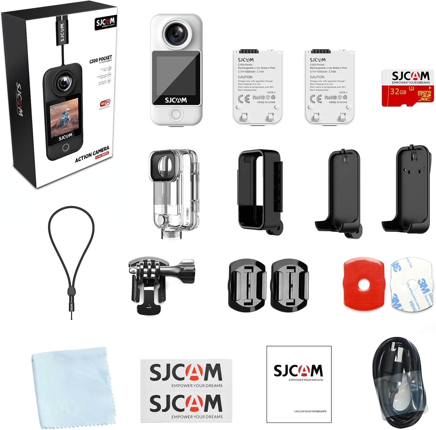 Екшън камера SJCAM C300 Pocket Action Camera 4K 2.4G, 5G Dual WiFi 20MP White - Image 9