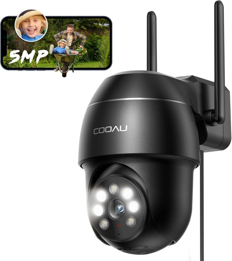 Камера за наблюдение COOAU P5 360° 2.5K 5MP Outdoor Surveillance Camera