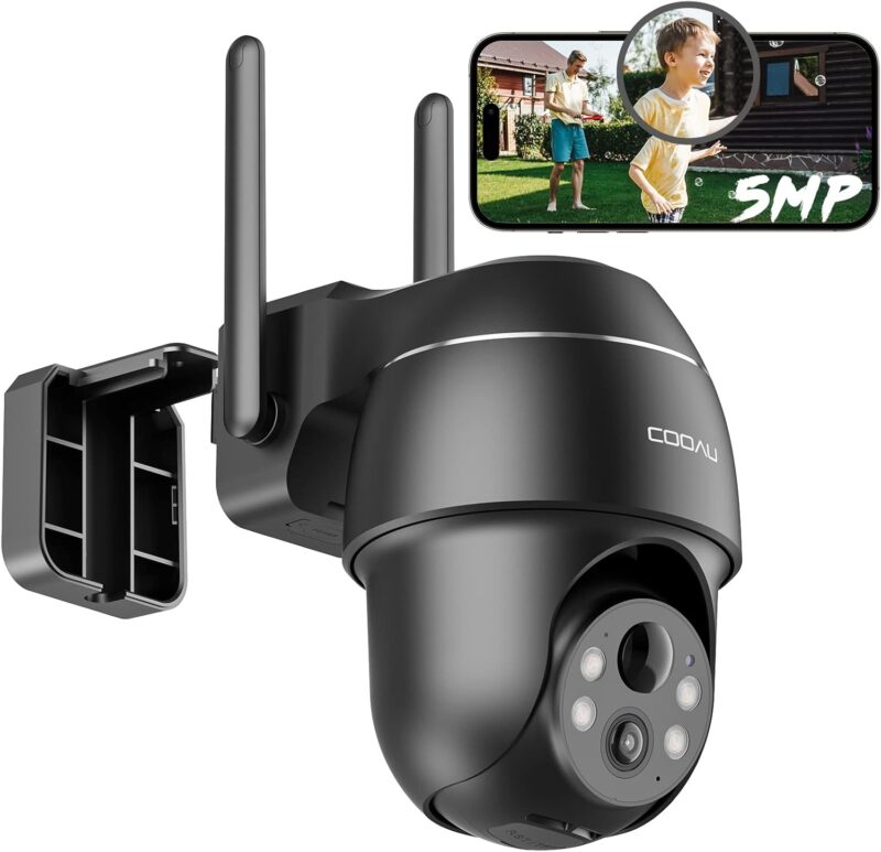 Камера за наблюдение COOAU Q01 360° 3K 5MP Outdoor Surveillance Camera