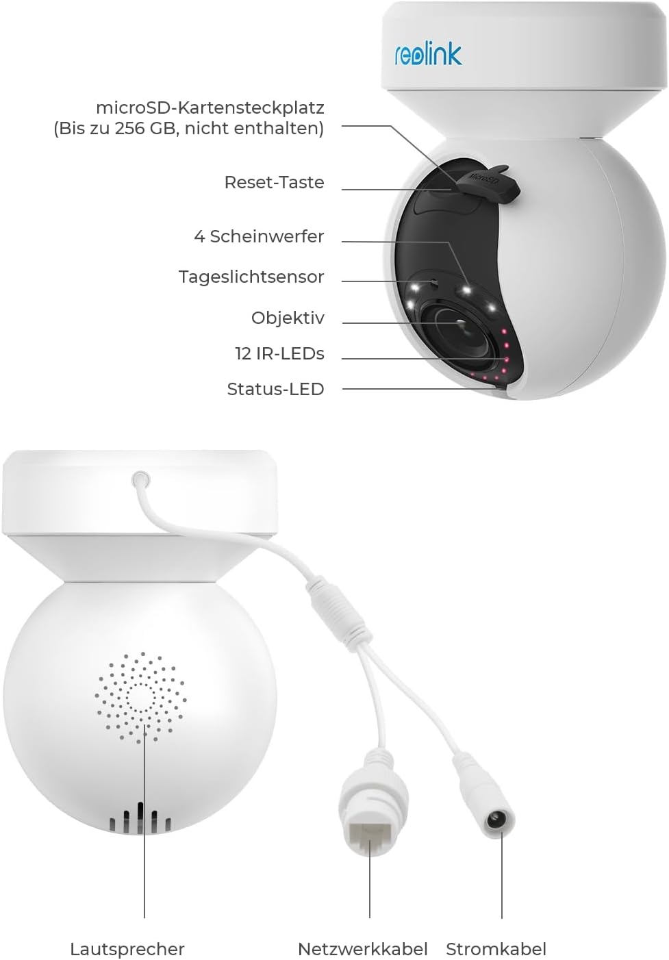 Камера за наблюдение Reolink E1 Security Camera Outdoor 5MP PTZ WiFi 3X Optical Zoom White - Image 8