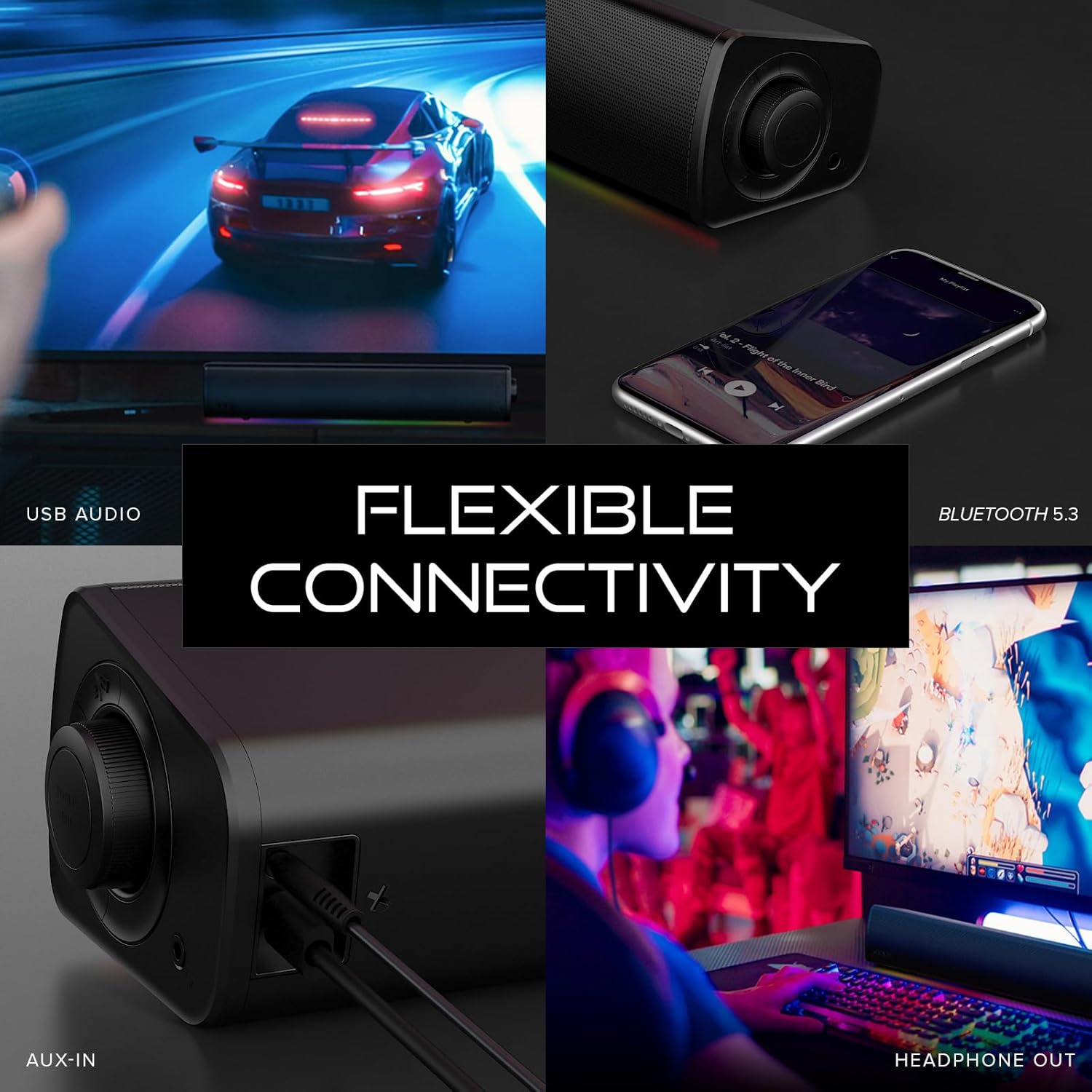Саундбар за компютър CREATIVE Sound Blaster GS3 Compact Gaming Soundbar USB & Bluetooth 5.4 - Image 4