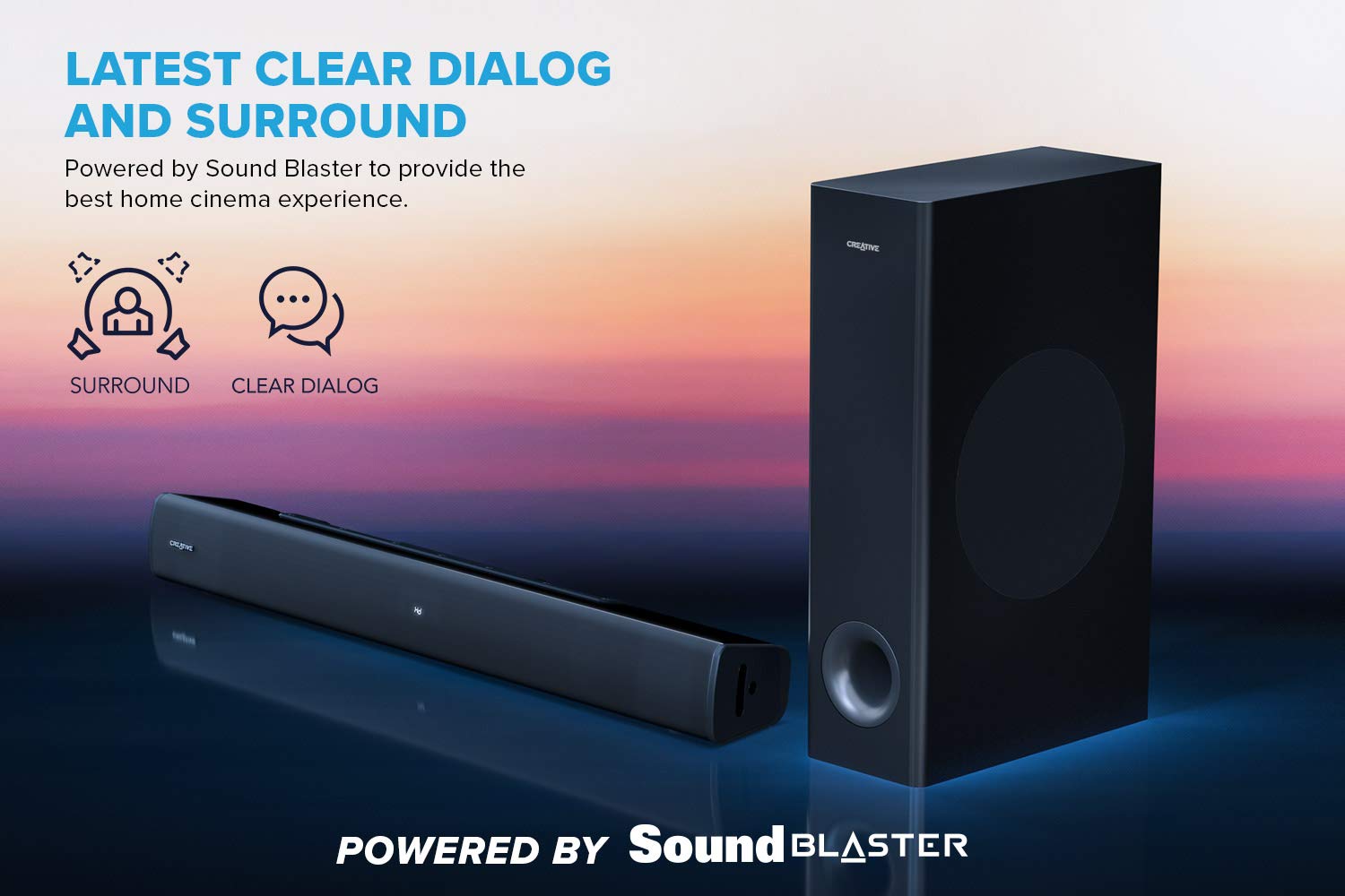 Саундбар за телевизор Creative Stage V2 2.1 Soundbar with Subwoofer Bluetooth 5.0, TV ARC, Optical & USB - Image 2
