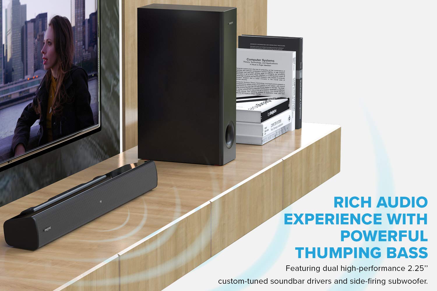 Саундбар за телевизор Creative Stage V2 2.1 Soundbar with Subwoofer Bluetooth 5.0, TV ARC, Optical & USB - Image 3